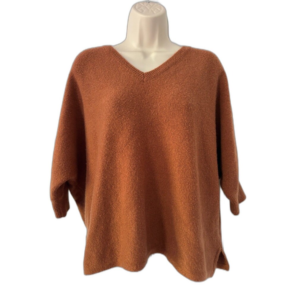Vince Camuto Rust/Orange/Terracotta Oversized V-Neck Soft Cozy Sweater Size S